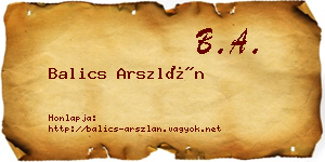 Balics Arszlán névjegykártya
